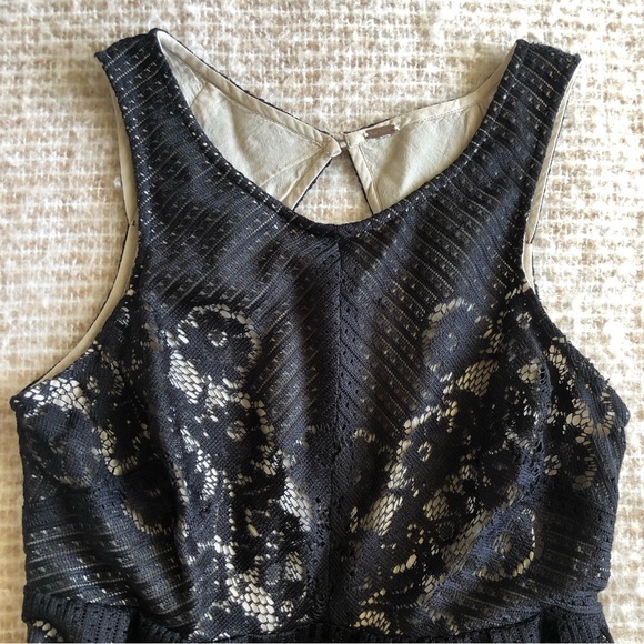 FREE PEOPLE Nude Black Lace Mini Backless Dress XS - Picture 4 of 10